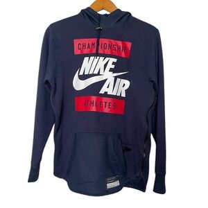 Nike Air Hoodie Blue Championship Athletes Pocket Side Zip 802638 USA MEN'S MED